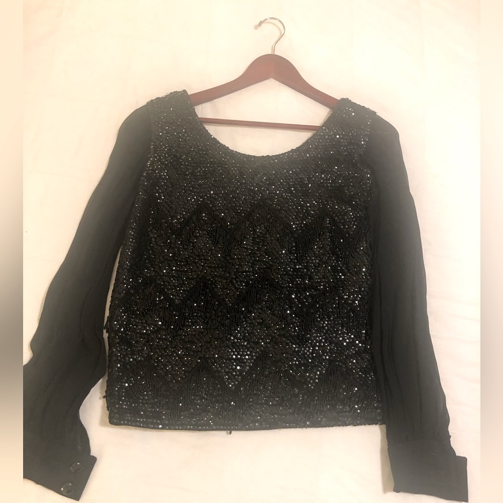 Jeri jo vintage sequin top, black, new with minor flaw